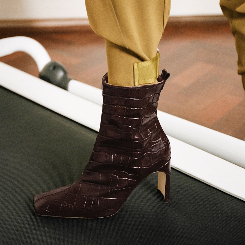 Miista Marcelle chocolate brown crocodile boots. Size 38